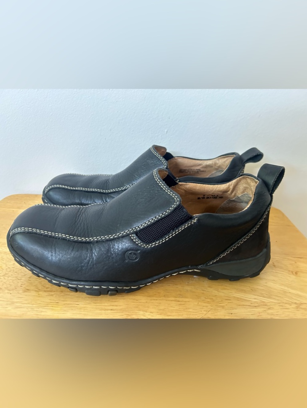 Børn Men's Black Leather Slip On Dress Casual Loafer Shoe M3198 Size 9